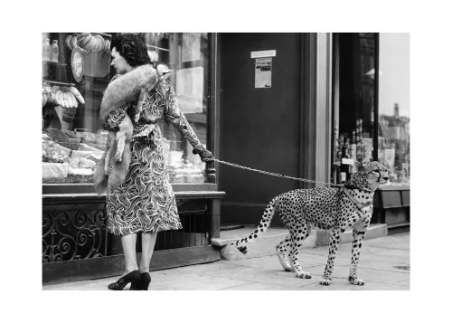 Woman with cheetah